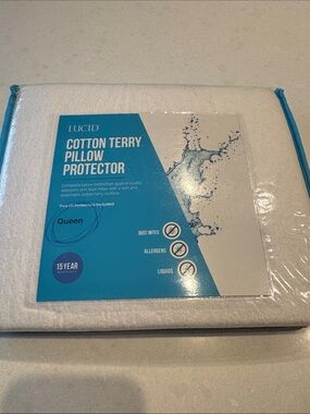 Cotton Terry Pillow Protector - White (Queen)